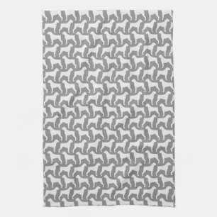 Paño De Cocina El perro del boxeador siluetea gris del modelo