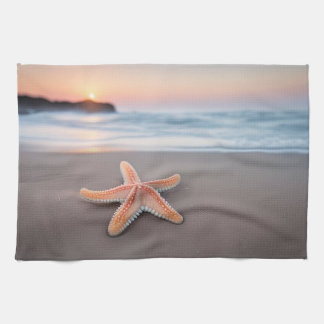 Paño De Cocina El pez estrella en la playa (Horizontal)