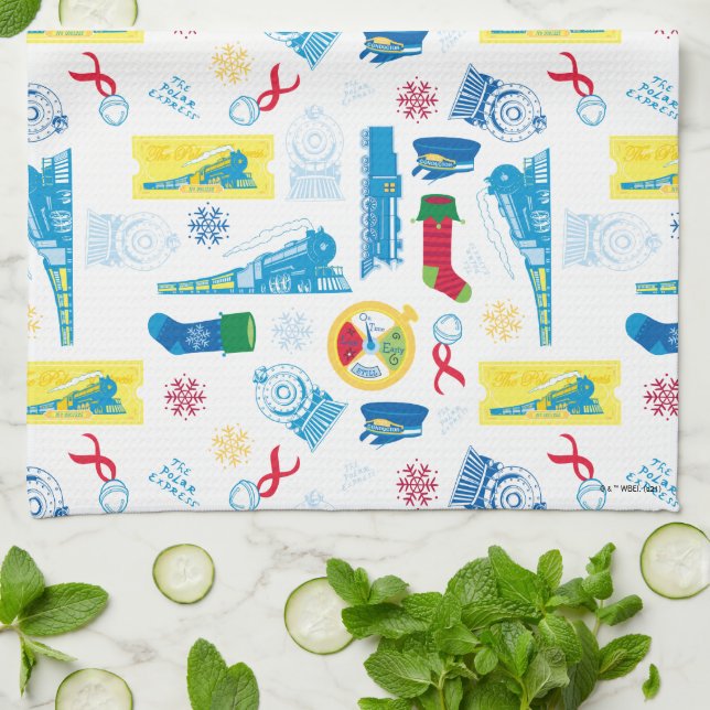 Paño De Cocina El Polar Express | Patrón de iconos Navidades (Doblado)