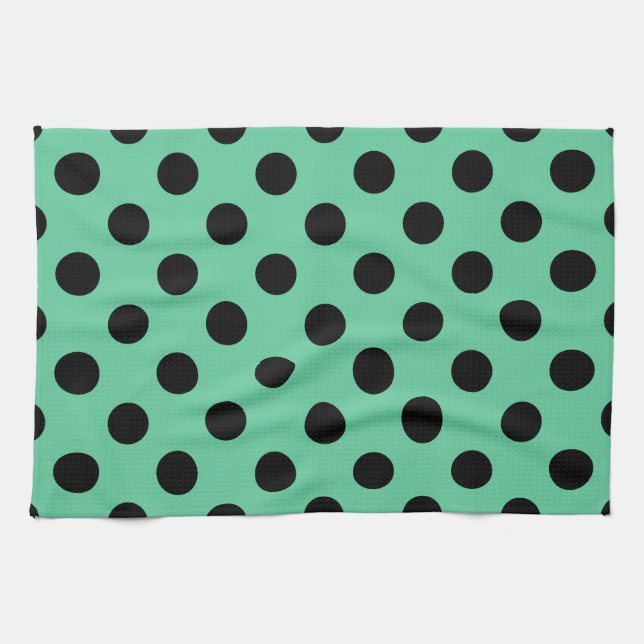 Paño De Cocina El polka negro se pone verde a la menta (Horizontal)