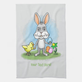 Paño De Cocina El pollo y el conejo de Pascua