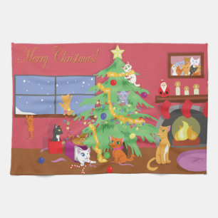 Paño De Cocina El primer navidad de los gatitos