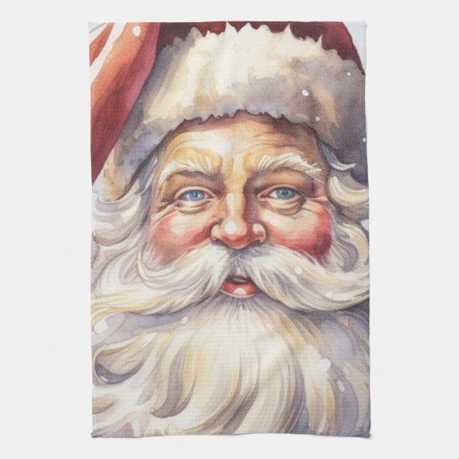Paño De Cocina El retro Santa Claus en un Navidad Gorra rojo (Vertical)