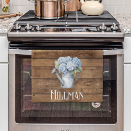 Paño De Cocina El riego de hidrangea azul rústico puede ser perso