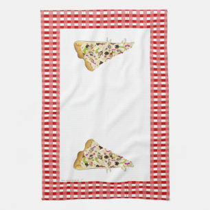 Paño De Cocina El rojo de la rebanada de la pizza comprueba la