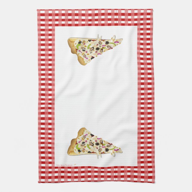 Paño De Cocina El rojo de la rebanada de la pizza comprueba la (Vertical)