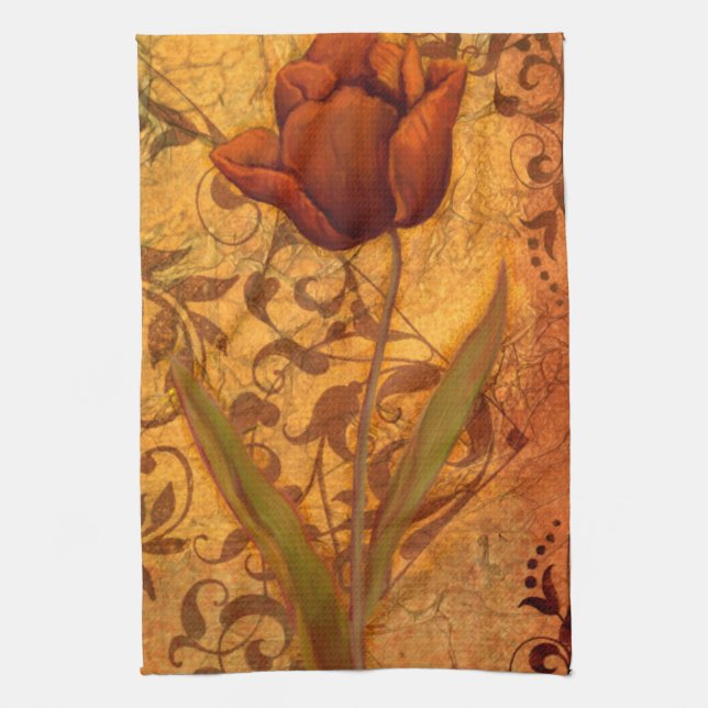 Paño De Cocina El rojo florece II (Vertical)