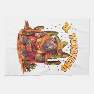 Paño De Cocina El Squatcho Bigfoot con Maraca, Sombrero y Ponc