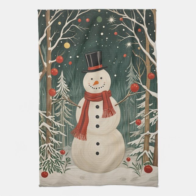 Paño De Cocina El sueño invernal de Snowman (Vertical)