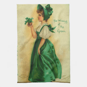 Paño De Cocina "El uso del verde" tarjeta vintage, 1907