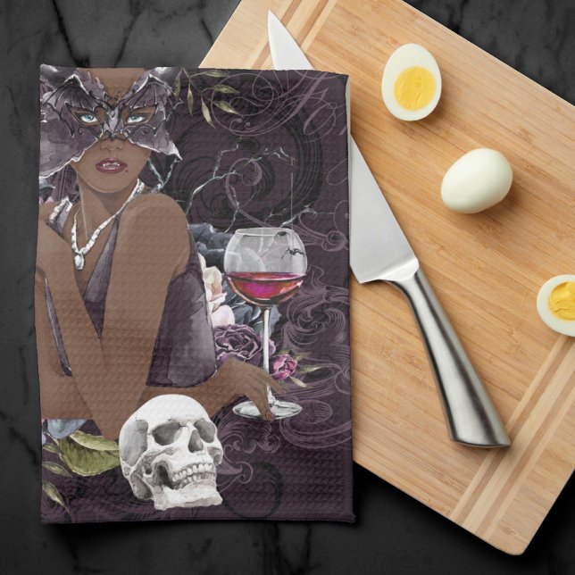 Paño De Cocina El vampiro | Moody Gothic Vampy Glam piel oscura (Subido por el creador)