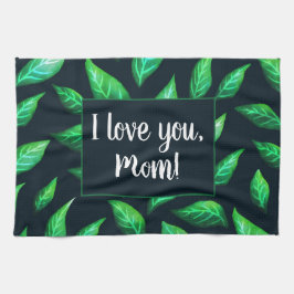 Paño De Cocina El verde elegante deja a la mamá botánica del amor