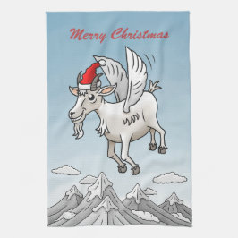 Paño De Cocina El vuelo de la Cabra de Navidad en las Montañas