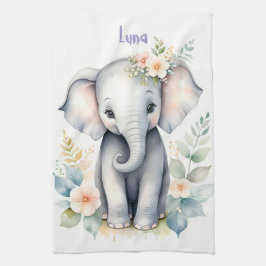 Paño De Cocina Elefante bebé floreciente