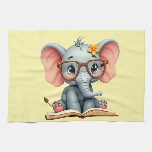 Paño De Cocina Elefante Bebé Sabio (Horizontal)