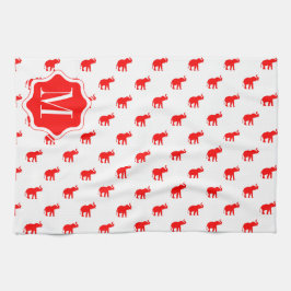Paño De Cocina Elefante blanco rojo rojo del polkadot