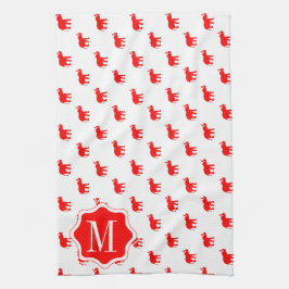 Paño De Cocina Elefante blanco rojo rojo del polkadot