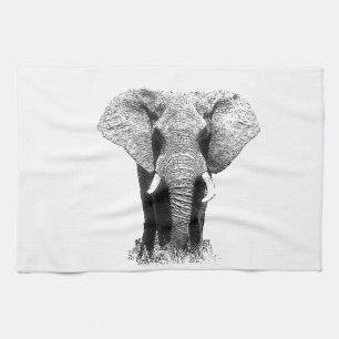 Paño De Cocina Elefante blanco y negro