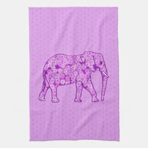 Paño De Cocina elefante de flores - ametismo morado