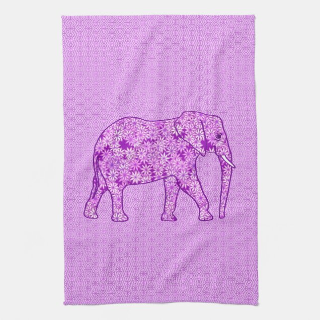 Paño De Cocina elefante de flores - ametismo morado (Vertical)