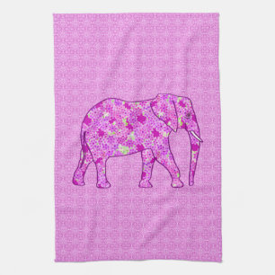 Paño De Cocina Elefante flor - orquídea y magenta