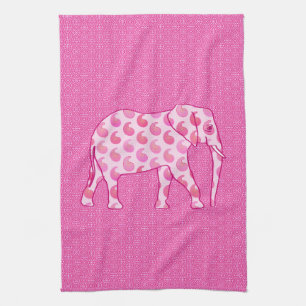 Paño De Cocina Elefante paisley - rosa hielo y fucsia