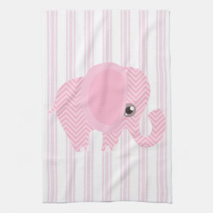 Paño De Cocina Elefante rosado de la niña hermosa