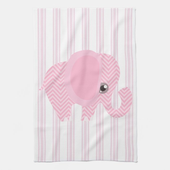 Paño De Cocina Elefante rosado de la niña hermosa (Vertical)