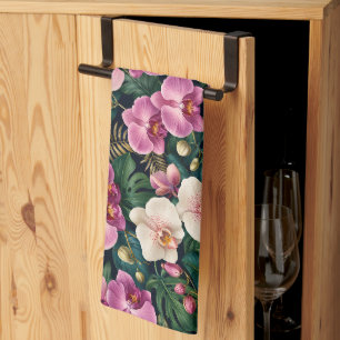 Paño De Cocina Elegancia Botánica de Orquídea Tropical