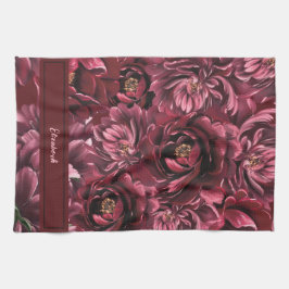 Paño De Cocina Elegancia de flores de Borgoña
