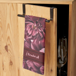 Paño De Cocina Elegancia de flores de Borgoña