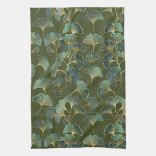 Paño De Cocina Elegancia de Ginkgo Esmeralda – Botánica de Lujo e