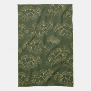 Paño De Cocina Elegancia de Ginkgo Esmeralda – Botánico de Lujo e