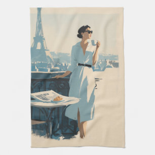 Paño De Cocina Elegancia del café matutino en París