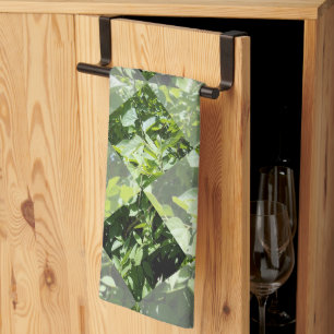 Paño De Cocina Elegancia Esmeralda: hojas verdes en corte de diam