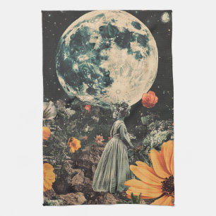 Paño De Cocina Elegancia iluminada por luna - Mujer con luna (3)