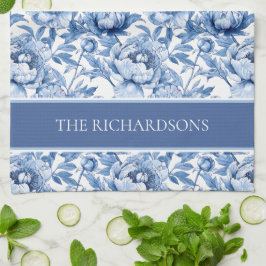 Paño De Cocina Elegant Blue and White Chinoiserie Floral Pattern