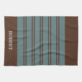 Paño De Cocina Elegant Blue &Brown Abstract Pattern Monogram