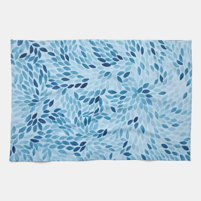 Paño De Cocina ​Elegant Blue Watercolor Petals Artisan  (Horizontal)
