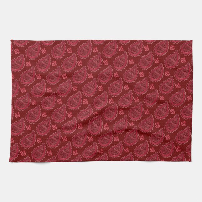 Paño De Cocina Elegant Burgundy Paisley Pattern (Horizontal)