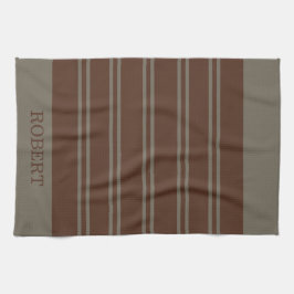 Paño De Cocina Elegant Gray &Brown Abstract Pattern script Name