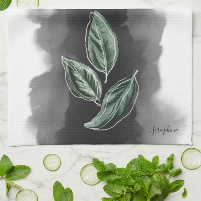 Paño De Cocina Elegant Modern Botanical Leaves (Doblado)