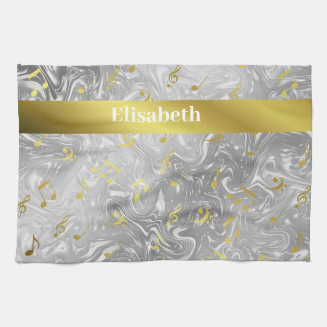 Paño De Cocina elegant music notes pattern kitchen towel (Horizontal)