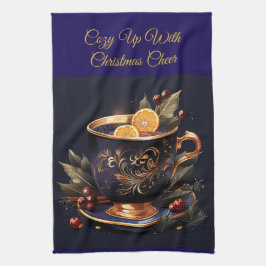 Paño De Cocina Elegant Navy Blue and Gold Christmas