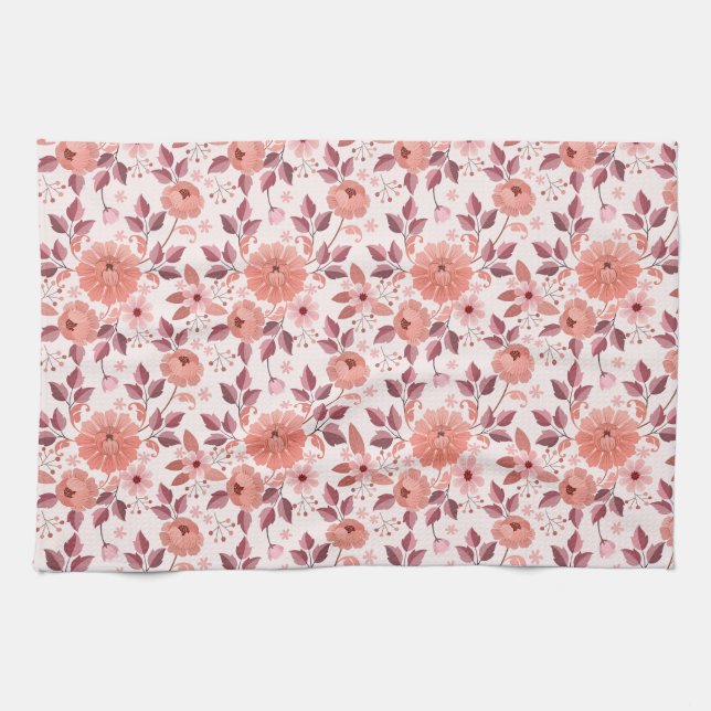 Paño De Cocina Elegant Pink Vintage Rose Flowers  (Horizontal)