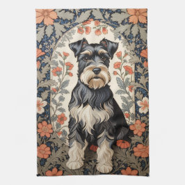 Paño De Cocina Elegant Schnauzer William Morris Inspired Floral