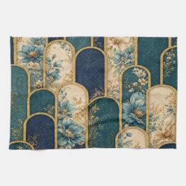 Paño De Cocina Elegant Teal & Gold Floral Arch Kitchen Towels