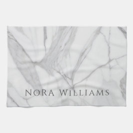 Paño De Cocina Elegant White Gray Personalized Marble Texture