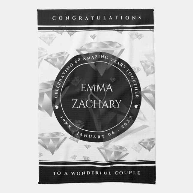 Paño De Cocina Elegante 60.º 75° Aniversario del Boda del Diamant (Vertical)