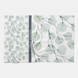 Paño De Cocina Elegante acuarela Eucalipto Monograma Botánico